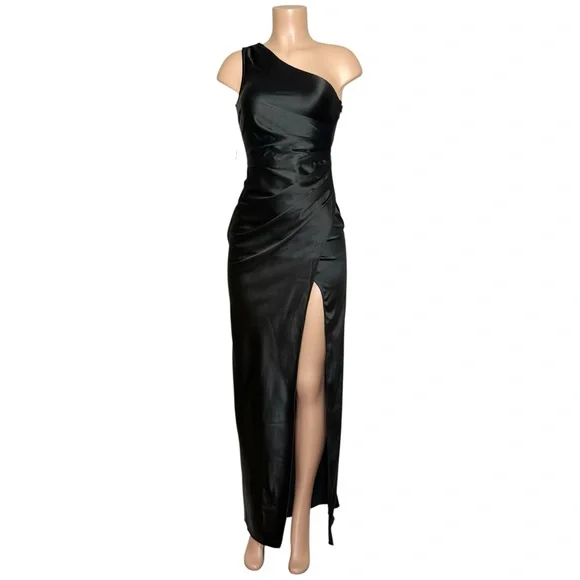 chinese dress ladies Satin Fitted Strapless Slit Gown by Ladivine T704  ABC Fashion